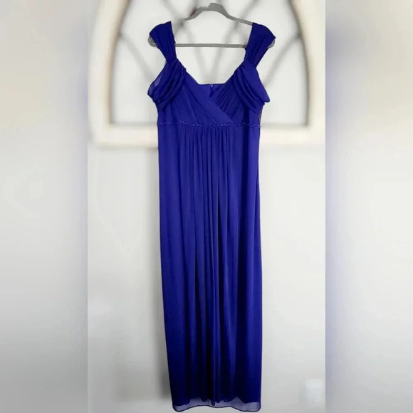 Alex Evenings Dresses & Skirts - Alex Evenings  Indigo Cold Shoulder Beaded A-line Dress Sz 14